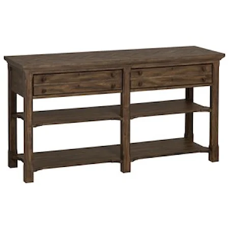 Rustic Rectangular Sofa Table with Two Drawers